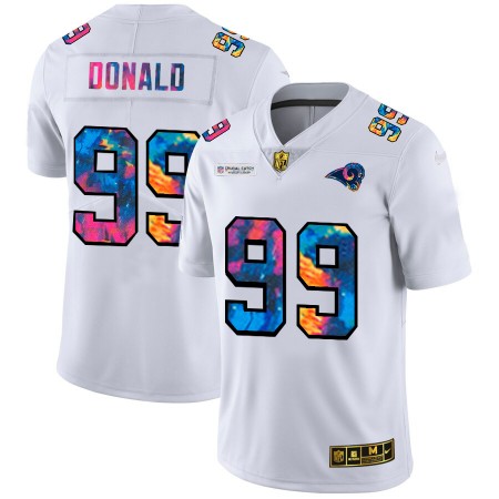 Miesten Los Angeles Rams NFL Pelipaita Aaron Donald 99 Nike 2020 Monivärinen Valkoinen